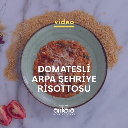 Tabağın içindeki Domatesli Arpa Şehriye Risottosu
